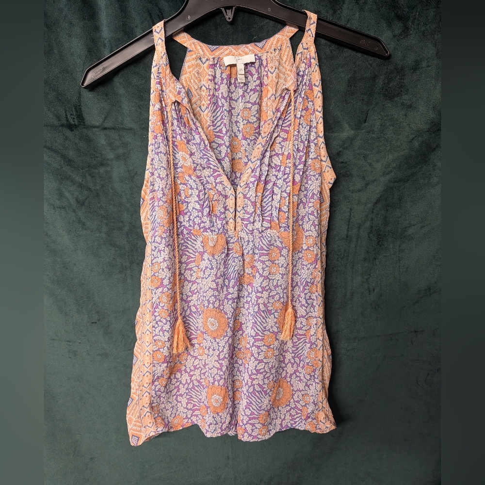 Joie Silk Floral Sleeveless Top - Purple and Orange- Size XS
